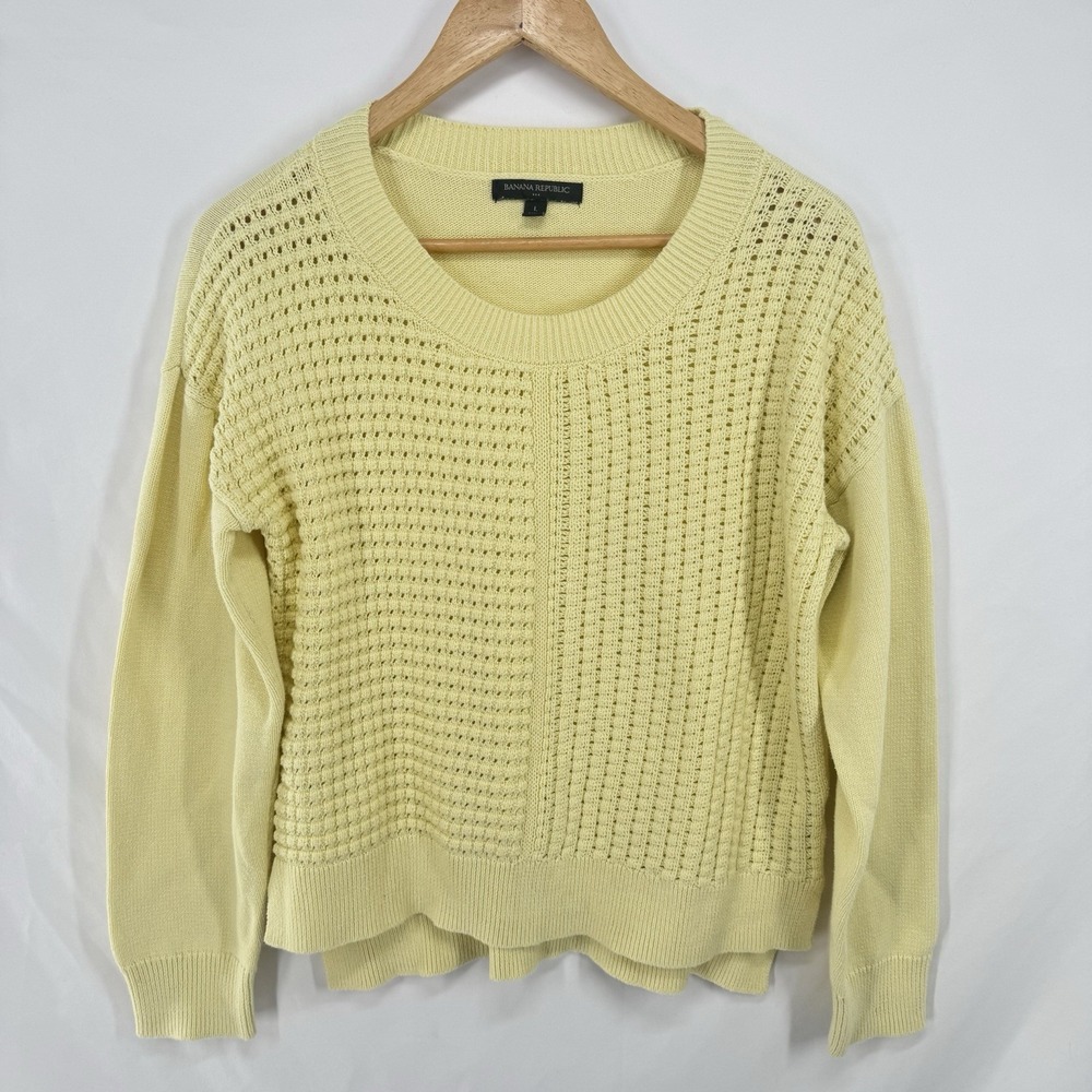 Chunky Knit Butter Yellow Sweater Womans L Minimalist Fisherman Coastal Luxury